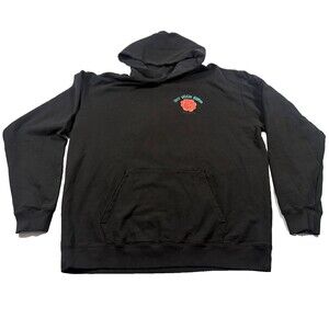 Sky High Farm Mens Black Pullover Floral Print Streetwear Cotton Hoodie Sz XL